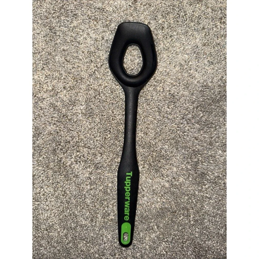 TUPPERWARE Kitchen Tool Spatula Spoon W Hole Green Handle super sturdy